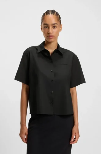 Bluse in Regular-Fit aus Schurwolle