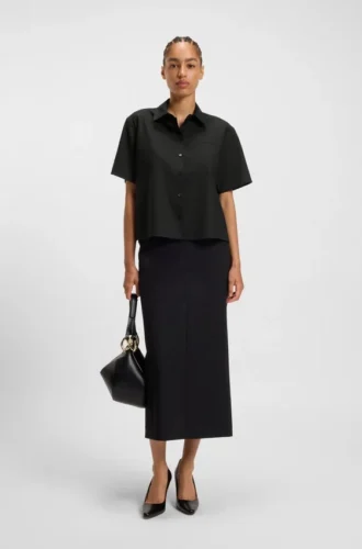 Bluse in Regular-Fit aus Schurwolle