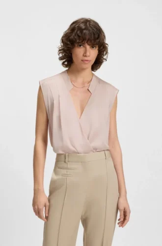 Bluse in Regular-Fit aus Stretch-Seide