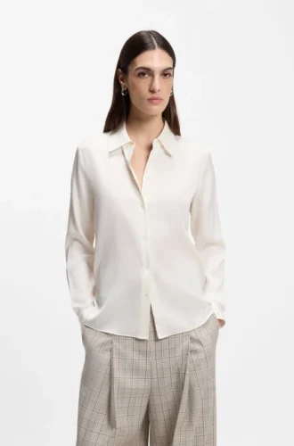Bluse in Regular-Fit aus Stretch-Seide