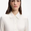 Bluse in Regular-Fit aus Stretch-Seide