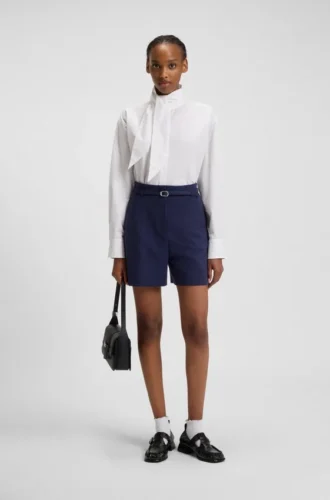 Bluse in Regular-Fit mit Bindekragen