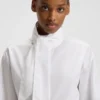 Bluse in Regular-Fit mit Bindekragen