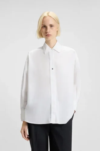 Bluse in Regular-Fit mit Knopf mit gestapeltem Logo