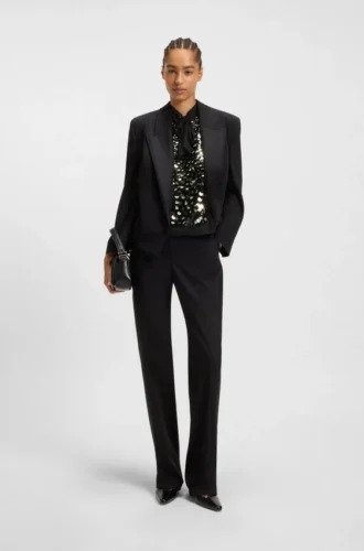 Bluse in Regular-Fit mit Paillettenverzierungen