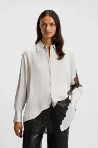 Bluse in Regular-Fit mit Spitzendetails