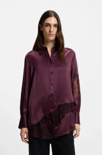 Bluse in Regular-Fit mit Spitzendetails