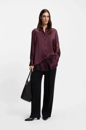 Bluse in Regular-Fit mit Spitzendetails
