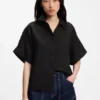 Bluse in Regular-Fit mit umgeschlagenen Ärmelbündchen
