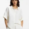 Bluse in Regular-Fit mit umgeschlagenen Ärmelbündchen