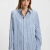 Bluse mit Längsstreifen aus Baumwollmischung