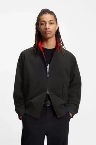 Bomberjacke aus Twill mit geknöpftem Stehkragen