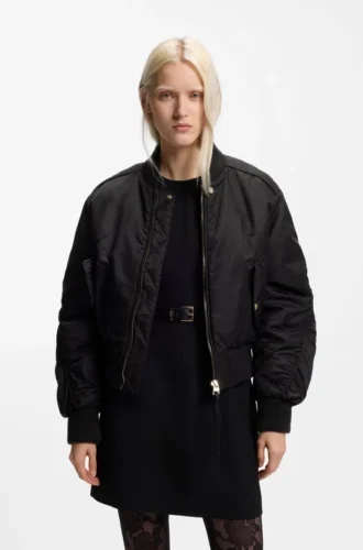 Bomberjacke mit Rüschen-Details und wasserabweisender Beschichtung