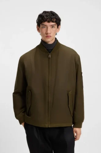 Bomberjacke mit verstellbarem Saum aus gewachster Baumwolle