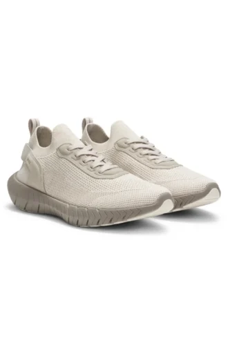 BOSS-MOTION Sneakers mit gestricktem Obermaterial und Lederbesatz
