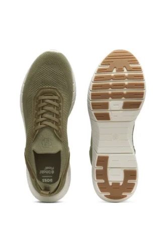 BOSS-MOTION Sneakers mit gestricktem Obermaterial und Lederbesatz