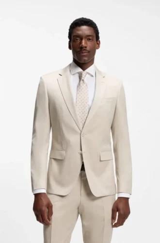 BOSS ONE – Slim-Fit-Anzugjacke aus Schurwoll-Serge