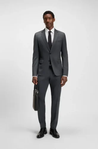 BOSS ONE – Slim-Fit-Anzugjacke aus Schurwoll-Serge