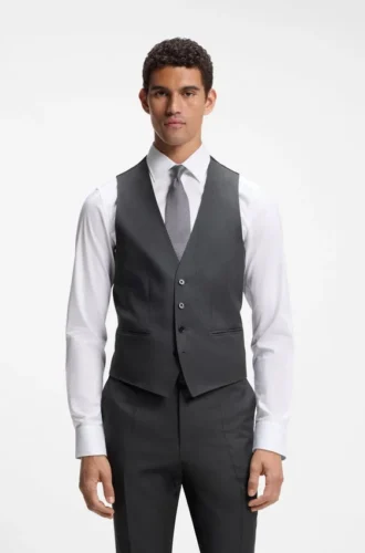 BOSS ONE – Slim-Fit-Weste aus Schurwoll-Serge