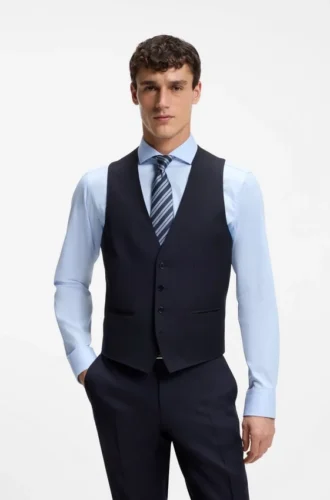 BOSS ONE – Slim-Fit-Weste aus Schurwoll-Serge