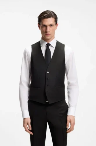 BOSS ONE – Slim-Fit-Weste aus Schurwoll-Serge