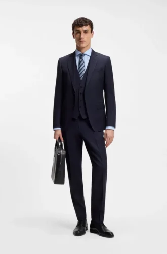BOSS ONE – Slim-Fit-Weste aus Schurwoll-Serge
