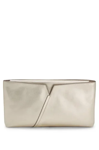 BOSS Revers Clutch aus Metallic-Leder mit geteilter Oberkante
