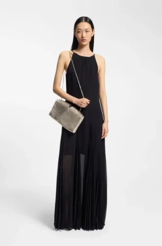 BOSS Revers Clutch aus Metallic-Leder mit geteilter Oberkante