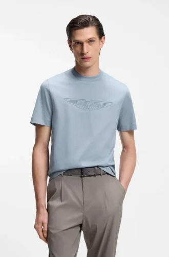 BOSS x ASTON MARTIN merzerisiertes Baumwoll-T-Shirt mit Flügel-Detail