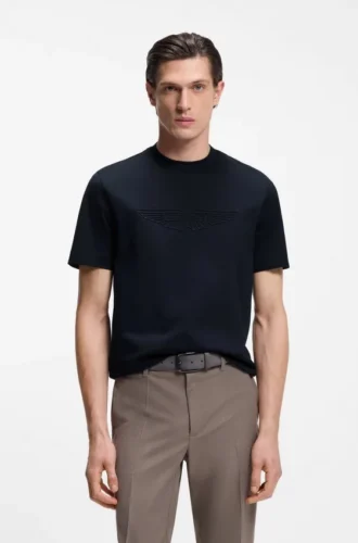 BOSS x ASTON MARTIN merzerisiertes Baumwoll-T-Shirt mit Flügel-Detail