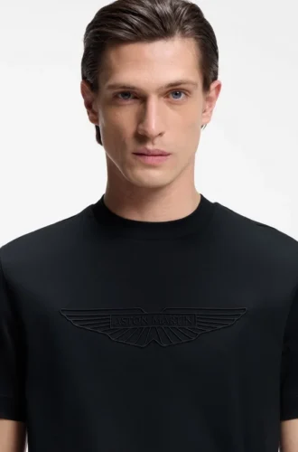 BOSS x ASTON MARTIN merzerisiertes Baumwoll-T-Shirt mit Flügel-Detail