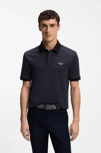 BOSS x ASTON MARTIN Poloshirt aus Woll-Baumwoll-Piqué