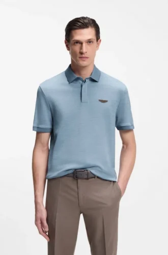 BOSS x ASTON MARTIN Poloshirt aus Woll-Baumwoll-Piqué