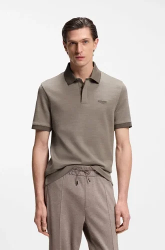 BOSS x ASTON MARTIN Poloshirt aus Woll-Baumwoll-Piqué