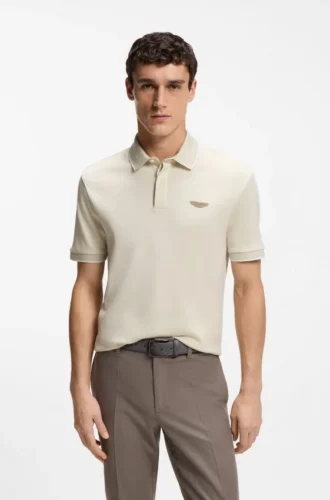 BOSS x ASTON MARTIN Poloshirt aus Woll-Baumwoll-Piqué