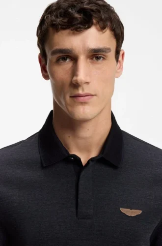 BOSS x ASTON MARTIN Poloshirt aus Woll-Baumwoll-Piqué
