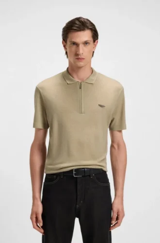 BOSS x ASTON MARTIN Poloshirt mit Nubuk-Logo