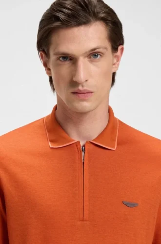 BOSS x ASTON MARTIN Poloshirt mit Nubuk-Logo