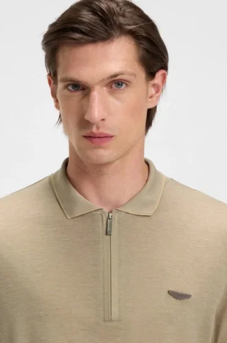 BOSS x ASTON MARTIN Poloshirt mit Nubuk-Logo