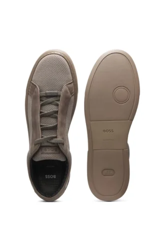 BOSS x ASTON MARTIN Sneaker mit Lederbesatz
