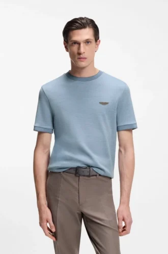 BOSS x ASTON MARTIN T-Shirt aus Woll-Baumwoll-Jacquard