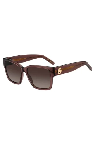 Braune Acetat-Sonnenbrille mit Double-B-Monogramm