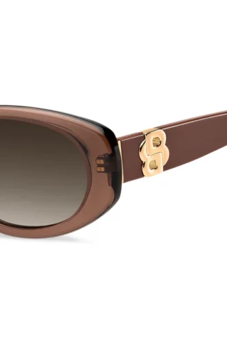 Braune Acetat-Sonnenbrille mit Double-B-Monogramm