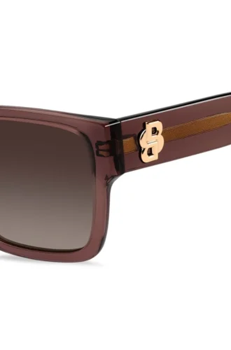 Braune Acetat-Sonnenbrille mit Double-B-Monogramm