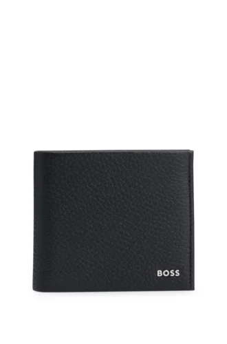 Brieftasche aus genarbtem Leder mit Metall-Logo