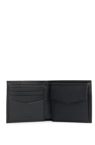 Brieftasche aus genarbtem Leder mit Metall-Logo