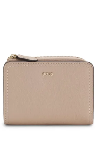 Brieftasche aus genarbtem Leder mit metallischem Logo-Schriftzug
