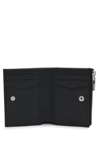Brieftasche mit Logo-Schriftzug aus genarbtem Leder
