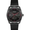 #BRIGHT SPORT Schwarz beschichtete Uhr mit farblich abgestimmtem Lederarmband