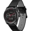 #BRIGHT SPORT Schwarz beschichtete Uhr mit farblich abgestimmtem Lederarmband